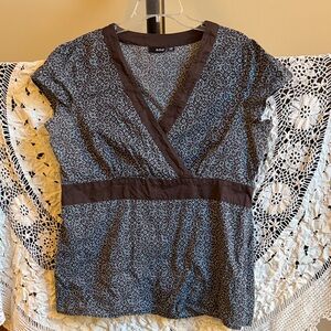 A N A Brown and Teal Patterned Top Size XL